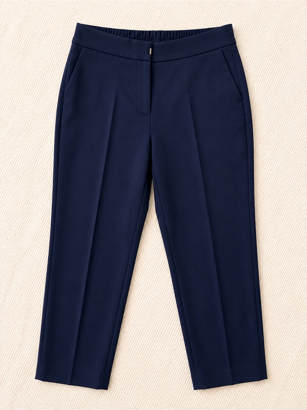 Quince Stretch Crepe Ankle Pants Size 16 Navy Quiet Luxury Workwear Office J13